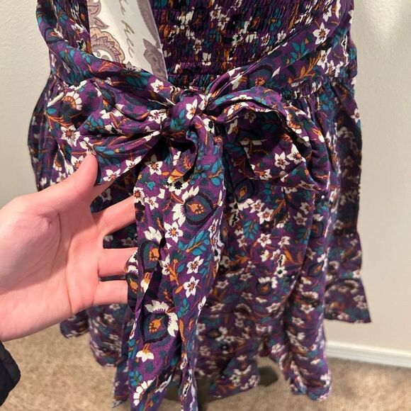 NWT XS Band Of The Free CORALINE PURPLE FLORAL CROSSOVER MINI DRESS - Picture 8 of 14